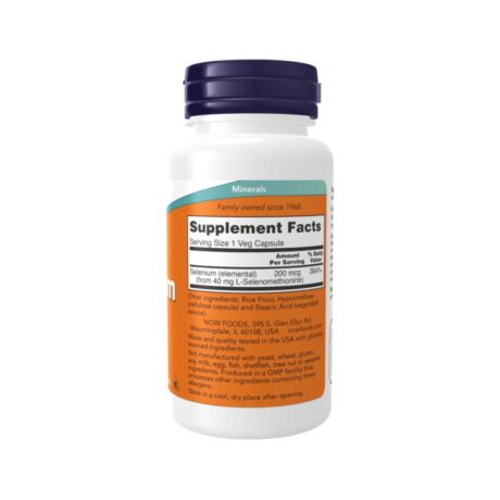 Now Selenium 200Mcg 90 Veg Caps Supplement Facts