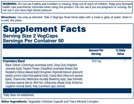Solaray Female Hormone Blend Details