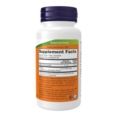 Now Valerian Root 500mg 100 Veg Capsules Info