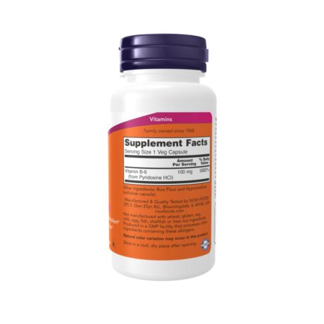Now Vitamin B6 100mg 250 Veg Caps Supplement Facts