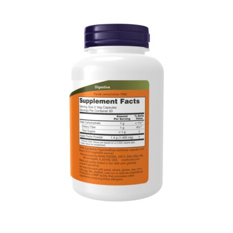 Now Apple Pectin 700mg 120 Veg Caps Supplement Facts