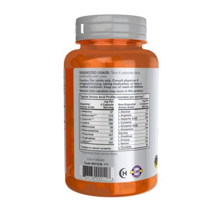 Now Amino Complete 120 Veg Capsules Servings Info