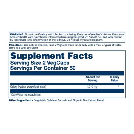Solaray Celery Seed 1010mg 100 Veg Caps Supplement Facts