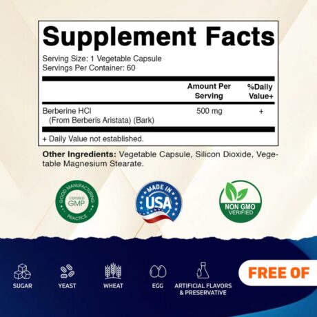 Vitamatic Berberine 500mg 60 Veg Caps Facts