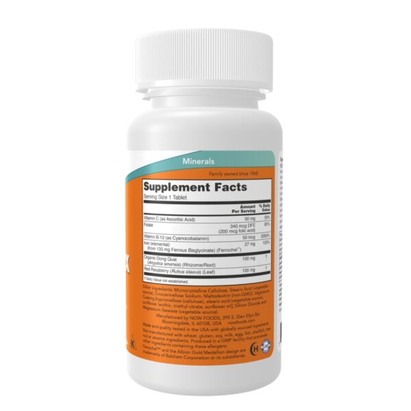 Now Iron Complex 100 Veg Tablets Supplement Facts