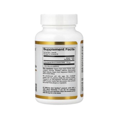 NMN California Gold Nutrition 175mg 60 Veg Caps Supplement Facts